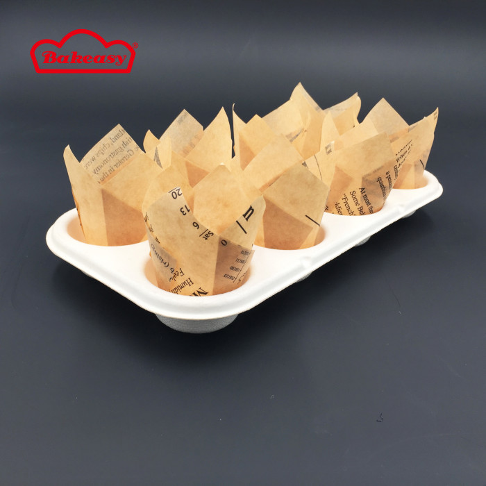 Mini tulip cupcake paper baking cups with newspaper style