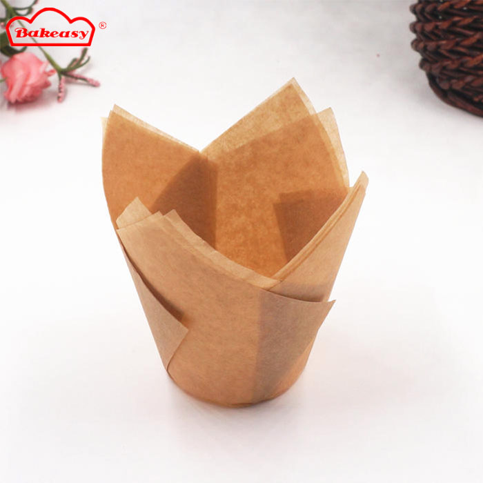 Unbleached natural color tulip baking cups