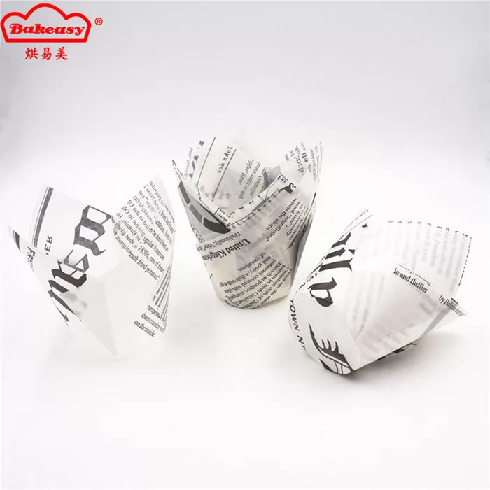 White Newspaper Style muffin Baking cups