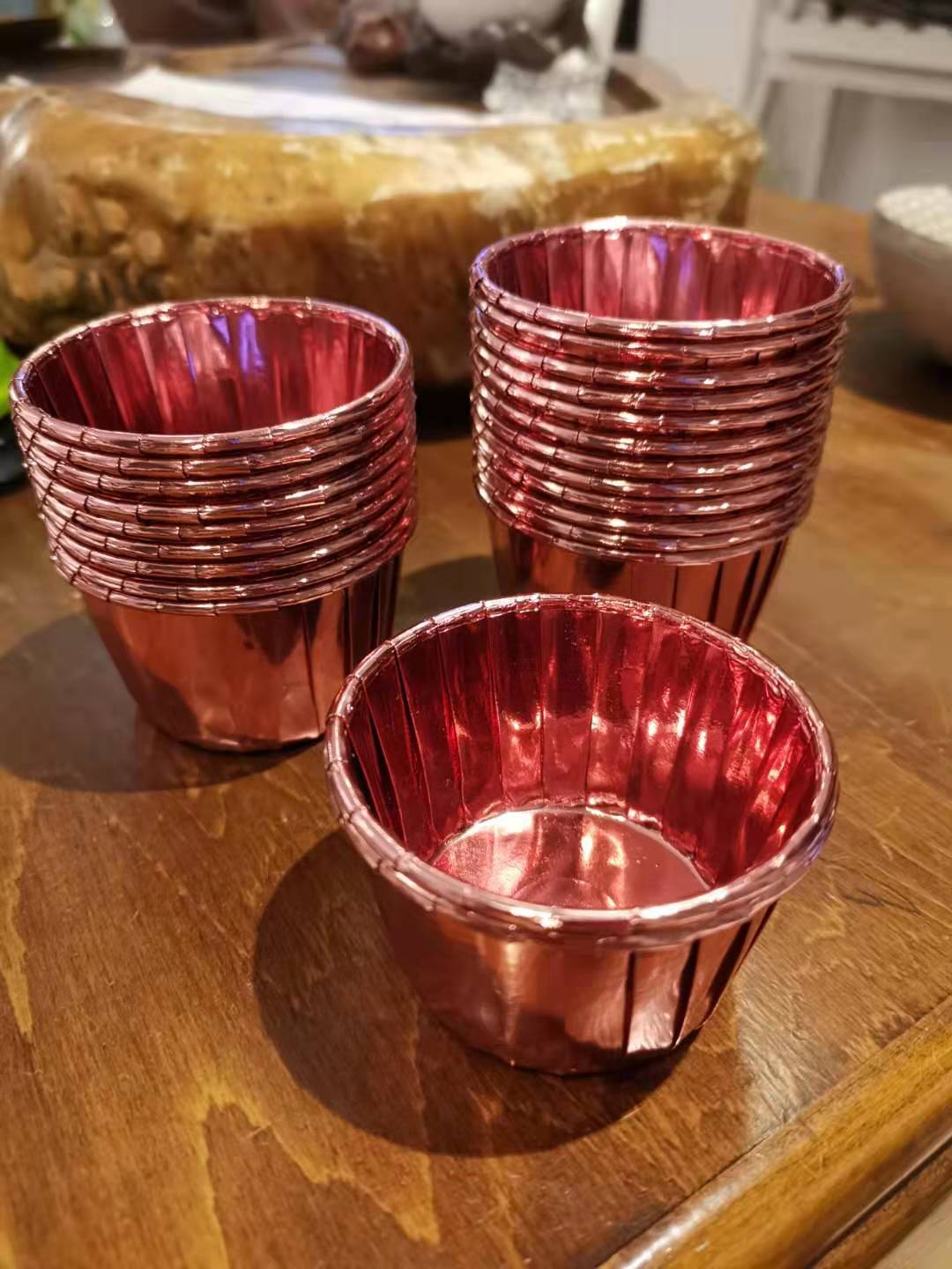 Rolled rim muffin cups rose color 